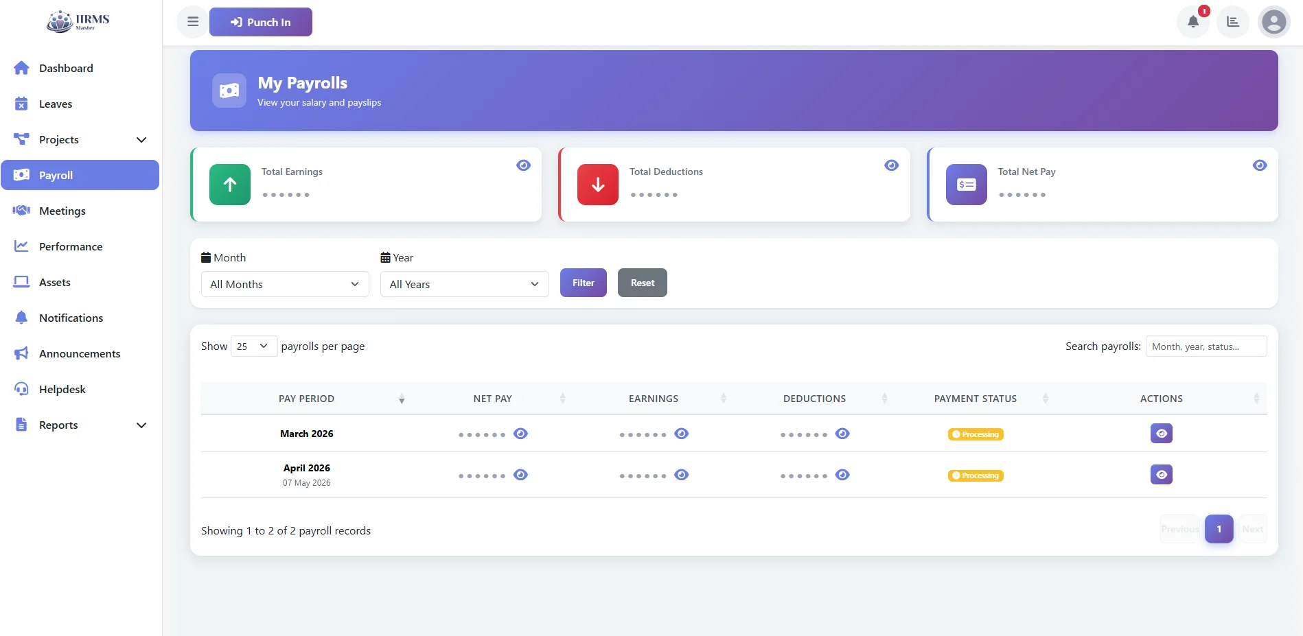 Employee Payroll page