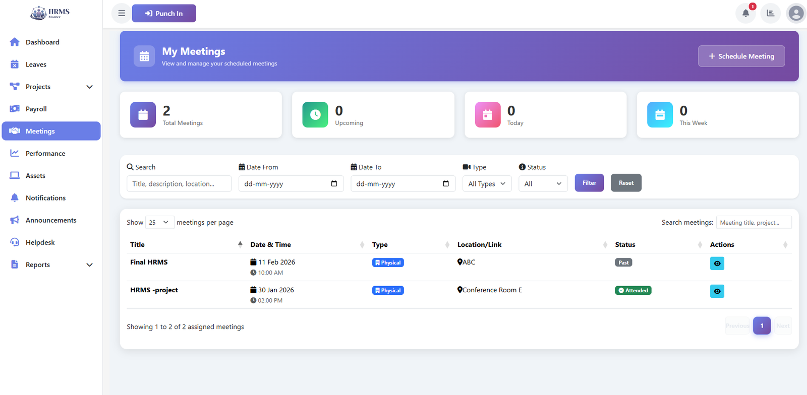 Meeting Page