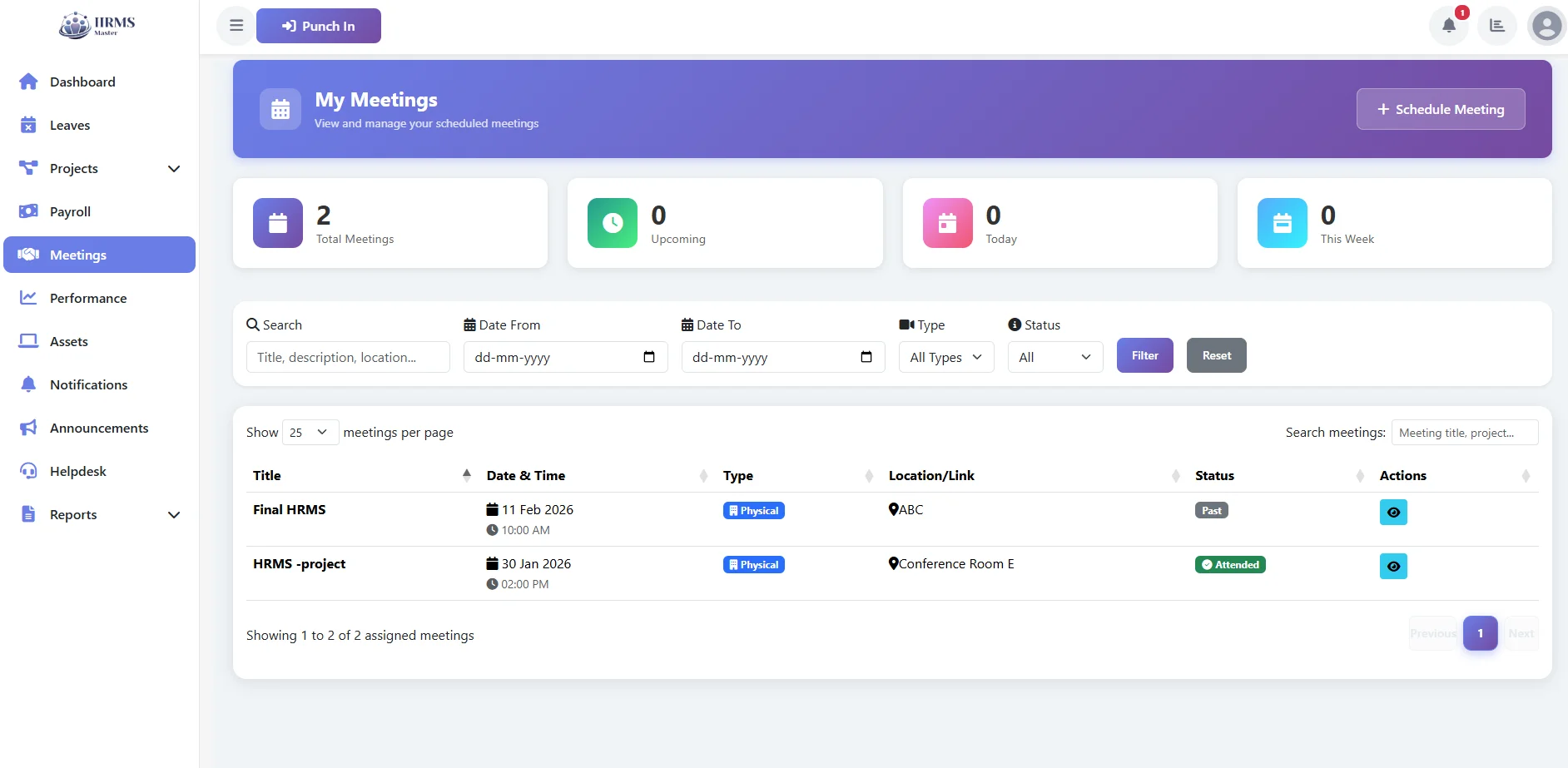 Meeting Page